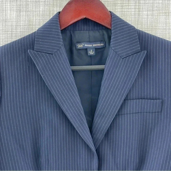 Brooks Brothers 100% Wool Navy Blue Blazer Women's 2 8565/b - Picture 3 of 9